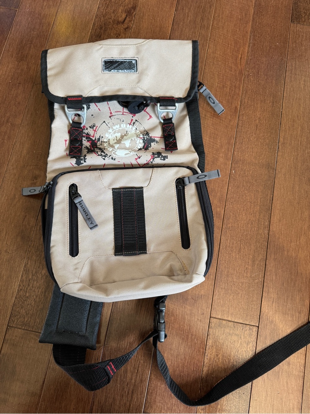 Oakley Y2K Black & Beige Crossbody Sling Bag